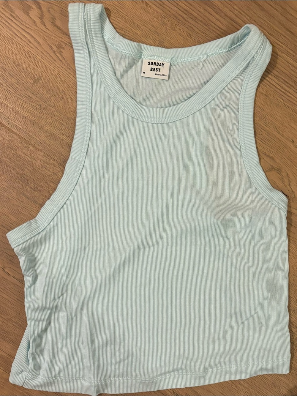 Aritzia Light Blue Ribbed Tank Top